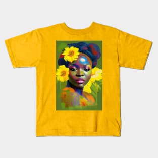 Black beautiful woman portrait 3 Kids T-Shirt